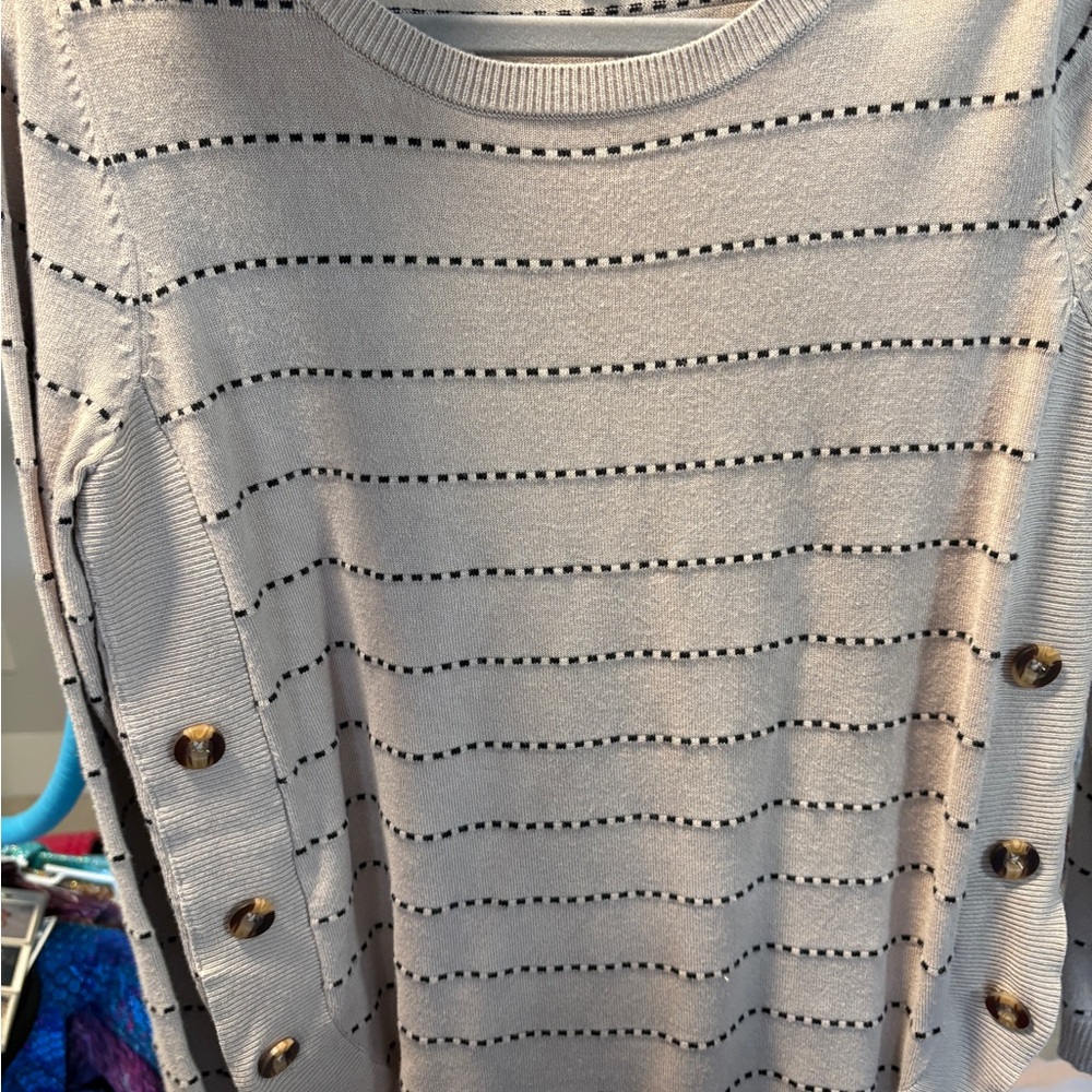 Striped Sweater with Button Accents